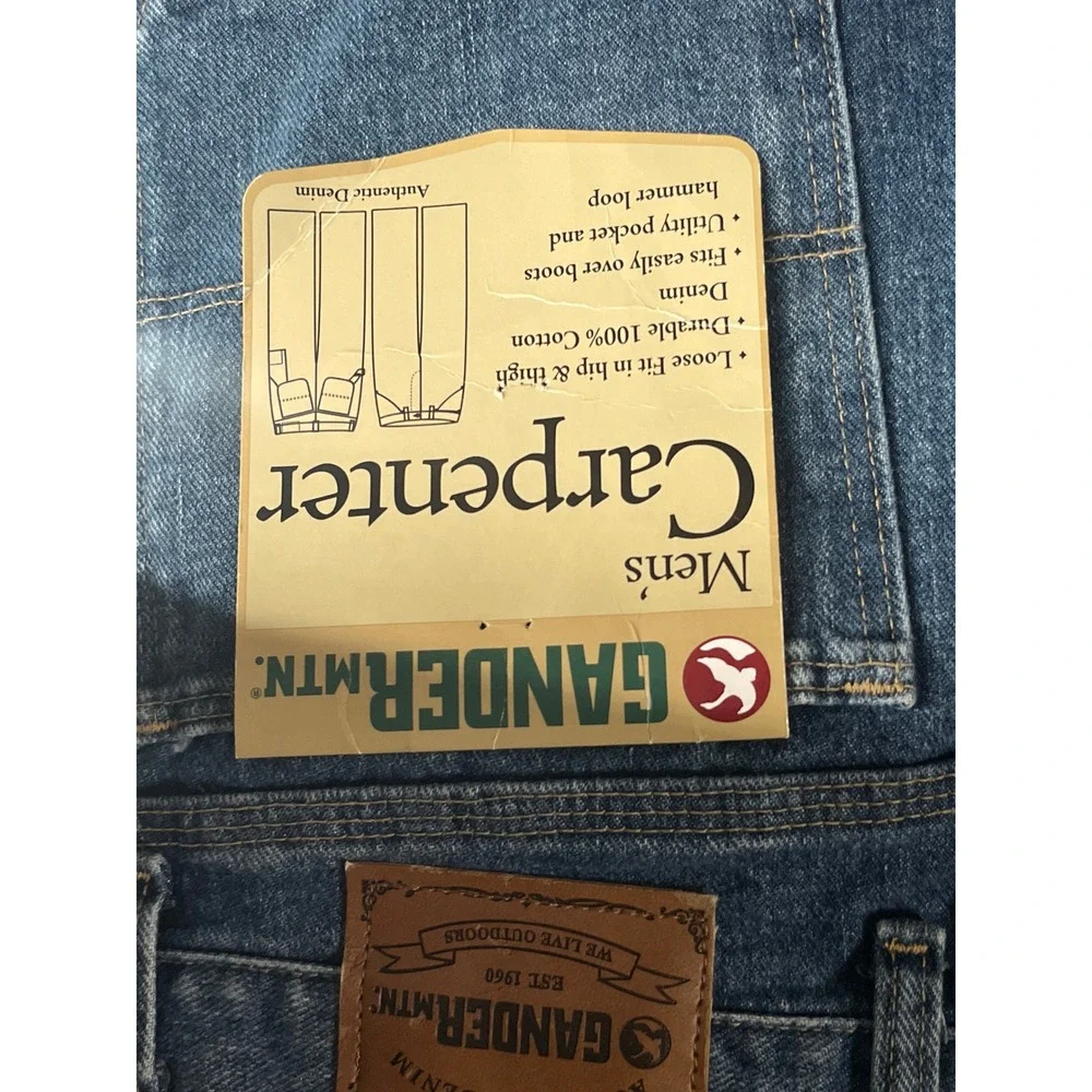 Gander Mountain Carpenter Jeans Mens 48x30 Loose Fit Hammer Loop Blue Denim